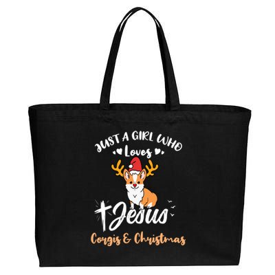 Just A Who Loves Jesus And Corgis And Christmas Cute Gift Cotton Canvas Jumbo Tote