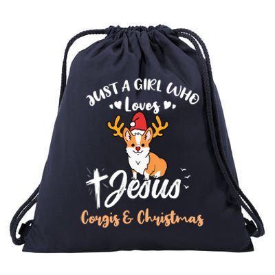 Just A Who Loves Jesus And Corgis And Christmas Cute Gift Drawstring Bag