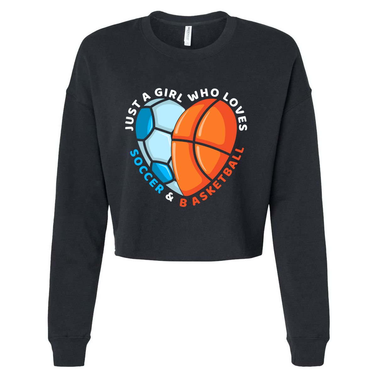 Just A Who Loves Soccer And Basketball Ball Gift Cropped Pullover Crew