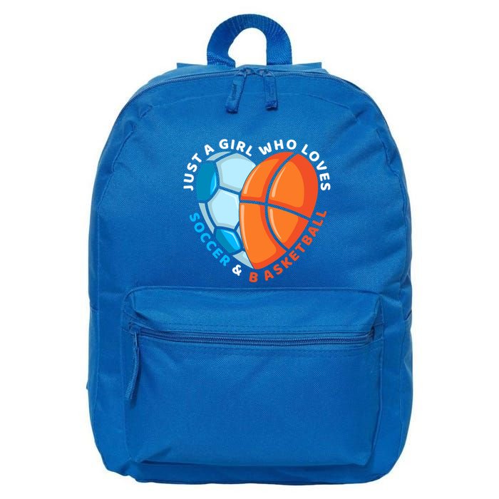 Just A Who Loves Soccer And Basketball Ball Gift 16 in Basic Backpack