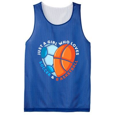 Just A Who Loves Soccer And Basketball Ball Gift Mesh Reversible Basketball Jersey Tank