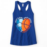 Just A Who Loves Soccer And Basketball Ball Gift Womens Tank Top