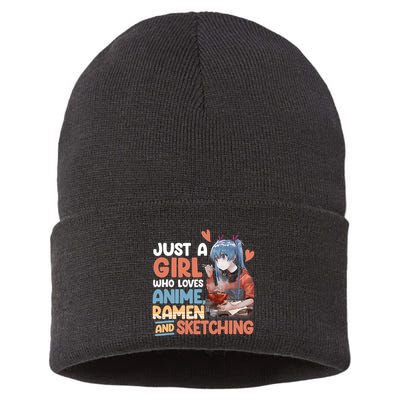 Just A Who Loves Anime Ra And Sketching Otaku Anime Sustainable Knit Beanie