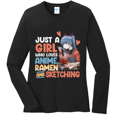 Just A Who Loves Anime Ra And Sketching Otaku Anime Ladies Long Sleeve Shirt