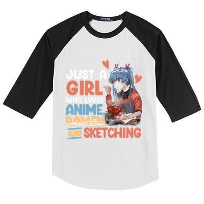Just A Who Loves Anime Ra And Sketching Otaku Anime Kids Colorblock Raglan Jersey