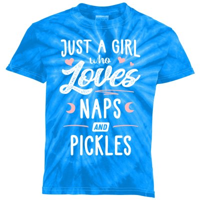 Just A Who Loves Naps And Pickles Gift Kids Tie-Dye T-Shirt