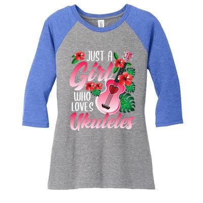 Just A Who Loves Ukuleles Gift Ukulele Player Gift Women's Tri-Blend 3/4-Sleeve Raglan Shirt