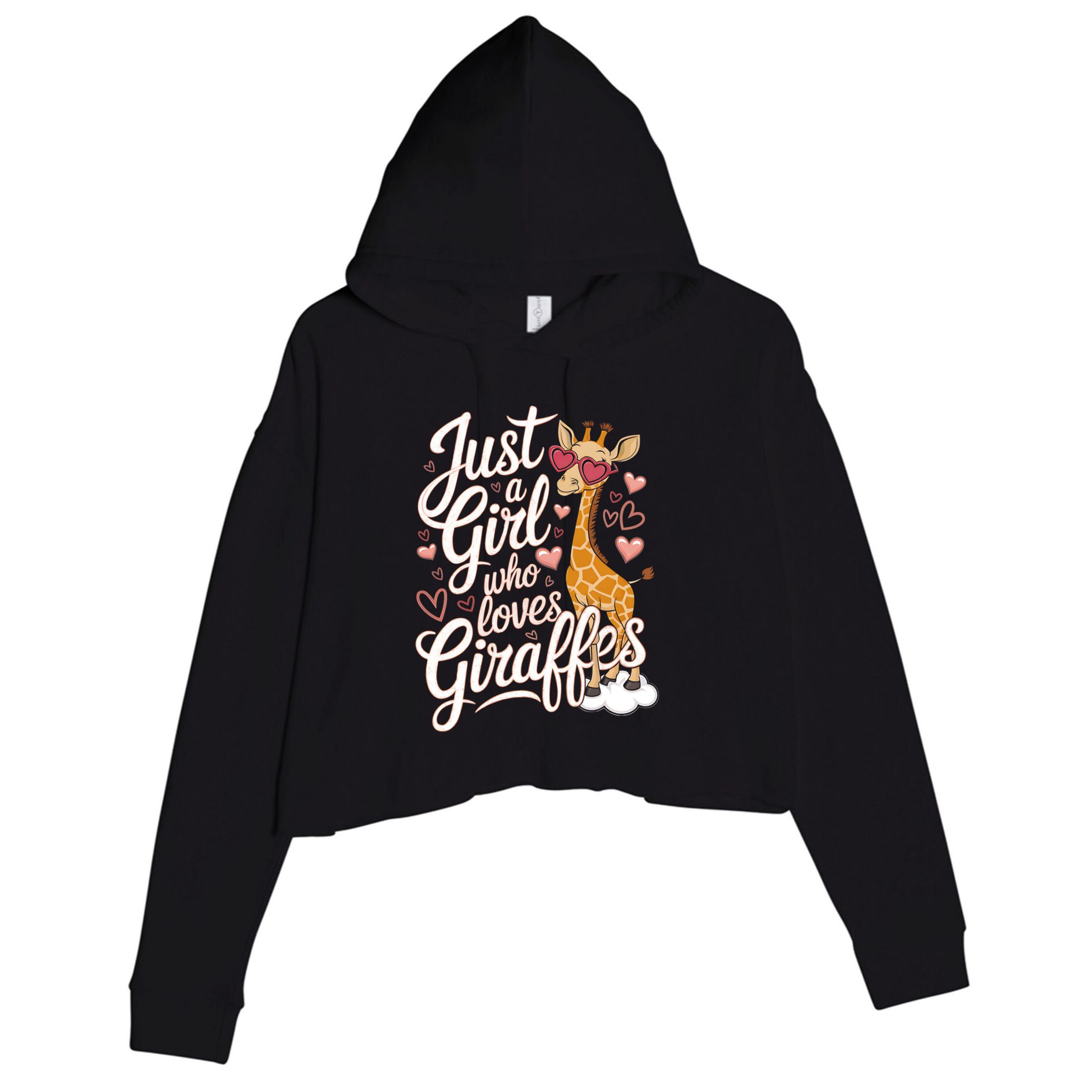 Just A Who Loves Giraffes Cute Animal Lover Great Gift Crop Fleece Hoodie