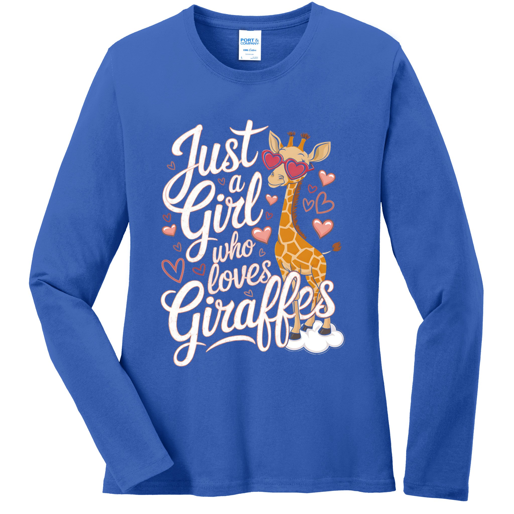 Just A Who Loves Giraffes Cute Animal Lover Great Gift Ladies Long Sleeve Shirt