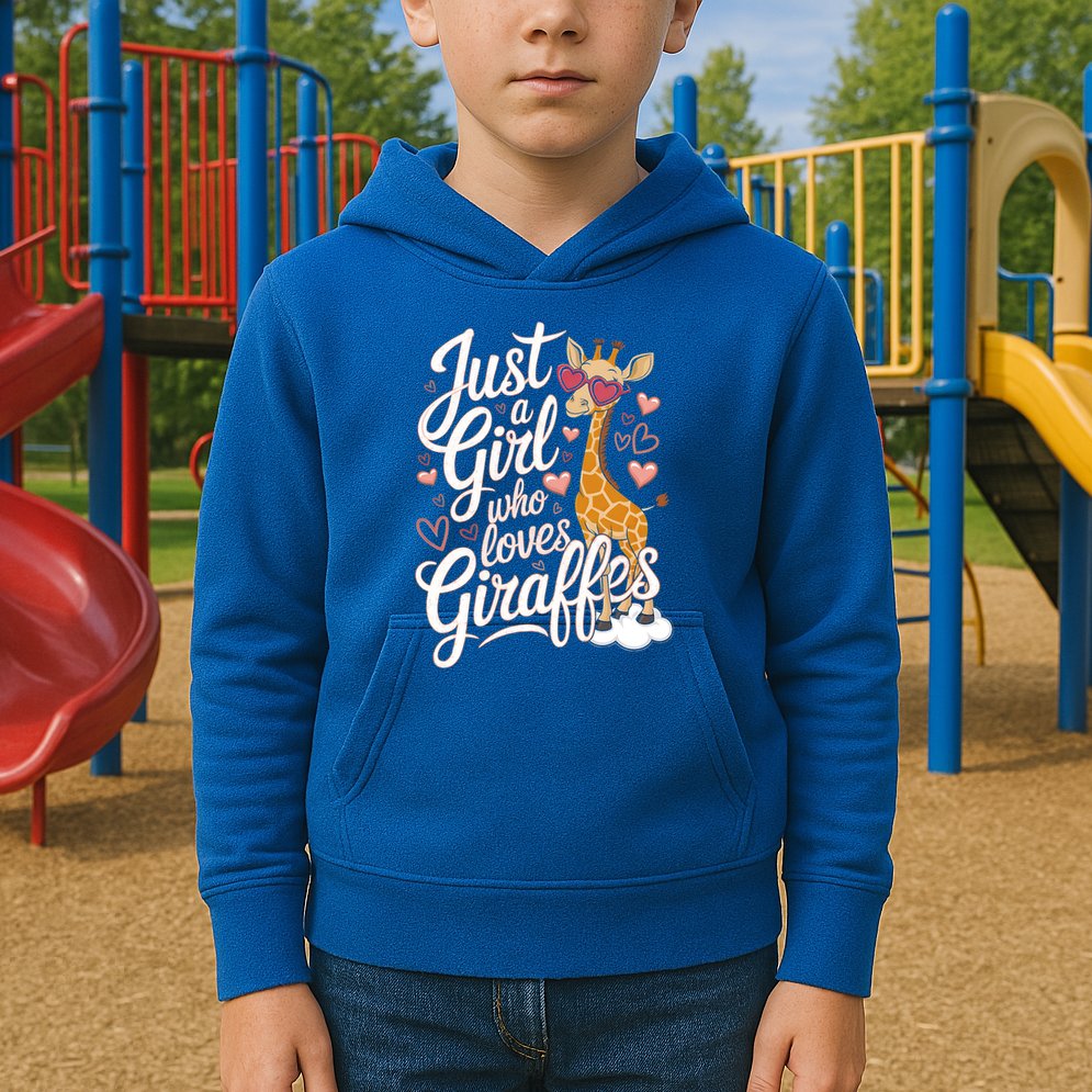 Just A Who Loves Giraffes Cute Animal Lover Great Gift Kids Hoodie