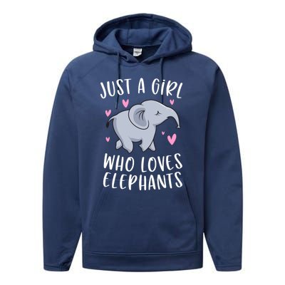 Just A Who Loves Elephants Funny Elephant Funny Gift Performance Fleece Hoodie