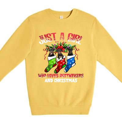 Just A Who Loves Rottweilers And Christmas Costume Gift Premium Crewneck Sweatshirt