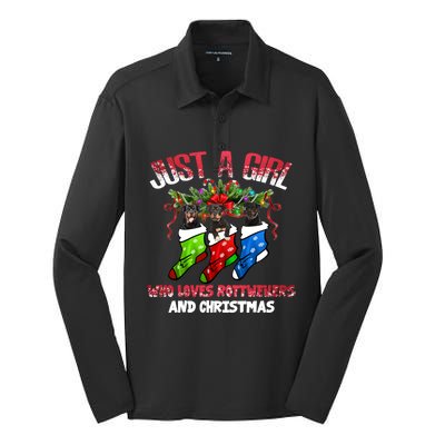 Just A Who Loves Rottweilers And Christmas Costume Gift Silk Touch Performance Long Sleeve Polo