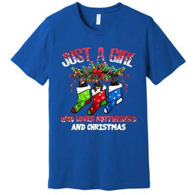 Just A Who Loves Rottweilers And Christmas Costume Gift Premium T-Shirt