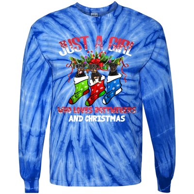 Just A Who Loves Rottweilers And Christmas Costume Gift Tie-Dye Long Sleeve Shirt