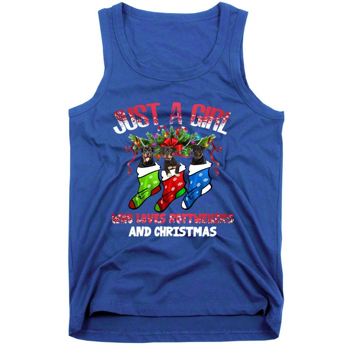 Just A Who Loves Rottweilers And Christmas Costume Gift Tank Top