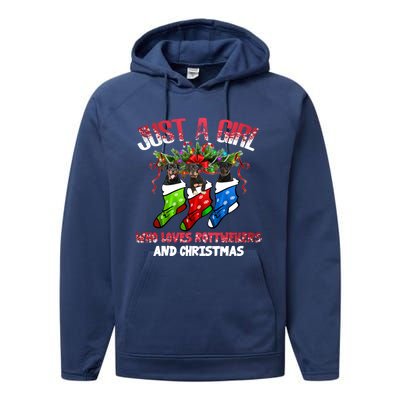 Just A Who Loves Rottweilers And Christmas Costume Gift Performance Fleece Hoodie