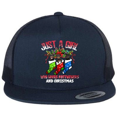 Just A Who Loves Rottweilers And Christmas Costume Gift Flat Bill Trucker Hat