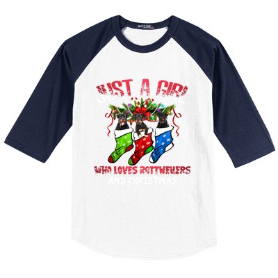 Just A Who Loves Rottweilers And Christmas Costume Gift Baseball Sleeve Shirt