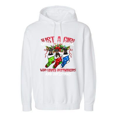 Just A Who Loves Rottweilers And Christmas Costume Gift Garment-Dyed Fleece Hoodie