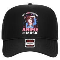 Just A Who Loves Anime And Music Anime Lover High Crown Mesh Back Trucker Hat