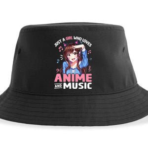 Just A Who Loves Anime And Music Anime Lover Sustainable Bucket Hat