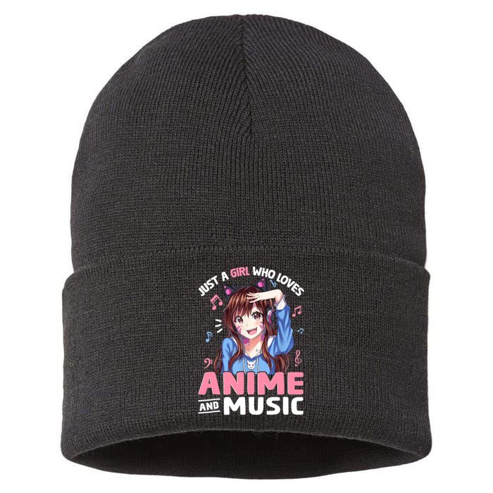 Just A Who Loves Anime And Music Anime Lover Sustainable Knit Beanie