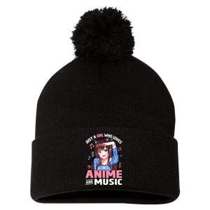 Just A Who Loves Anime And Music Anime Lover Pom Pom 12in Knit Beanie