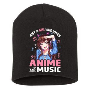 Just A Who Loves Anime And Music Anime Lover Short Acrylic Beanie