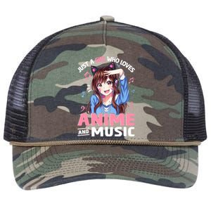 Just A Who Loves Anime And Music Anime Lover Retro Rope Trucker Hat Cap