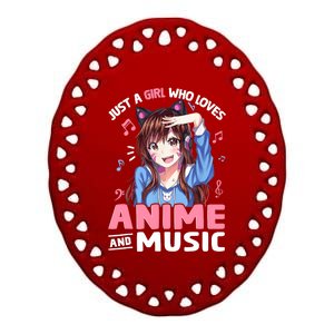 Just A Who Loves Anime And Music Anime Lover Ceramic Oval Ornament