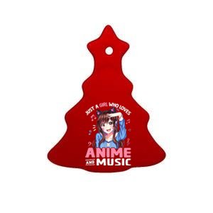 Just A Who Loves Anime And Music Anime Lover Ceramic Tree Ornament