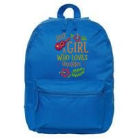 Just A Who Loves Ukuleles For A Ukulele Player Gift 16 in Basic Backpack