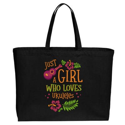 Just A Who Loves Ukuleles For A Ukulele Player Gift Cotton Canvas Jumbo Tote