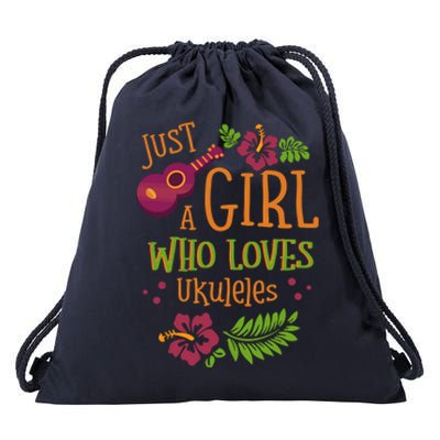 Just A Who Loves Ukuleles For A Ukulele Player Gift Drawstring Bag