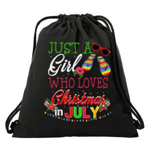 Just A Who Loves Christmas In July Summer Drawstring Bag