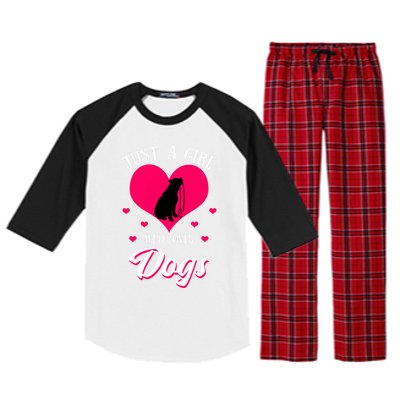 Just A Who Loves Dog Puppy American Pit Bull Terrier Funny Gift Raglan Sleeve Pajama Set