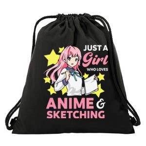 Just A  Who Loves Anime and Sketching Drawing Art Kawaii Drawstring Bag