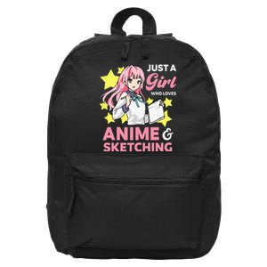 Just A  Who Loves Anime and Sketching Drawing Art Kawaii 16 in Basic Backpack