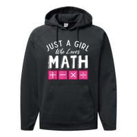 Just A Who Loves Math Algebra Funny Mathematics Performance Fleece Hoodie