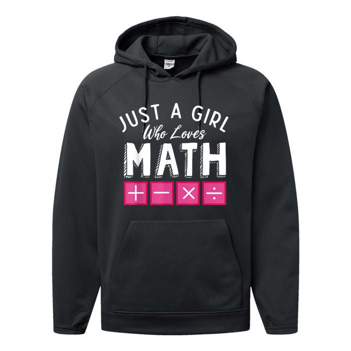 Just A Who Loves Math Algebra Funny Mathematics Performance Fleece Hoodie