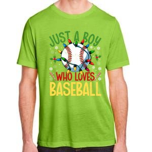 Just A Who Loves Baseball Christmas Lights Snowflakes Gift Adult ChromaSoft Performance T-Shirt