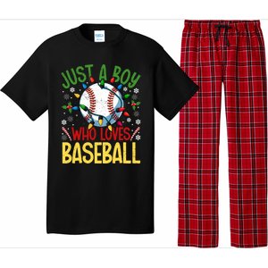 Just A Who Loves Baseball Christmas Lights Snowflakes Gift Pajama Set