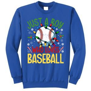 Just A Who Loves Baseball Christmas Lights Snowflakes Gift Sweatshirt