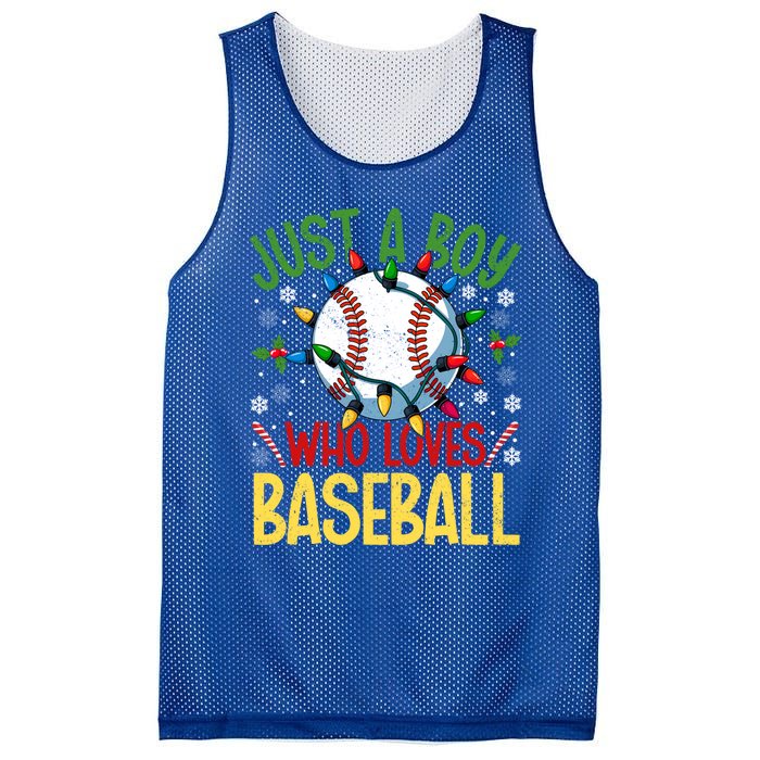 Just A Who Loves Baseball Christmas Lights Snowflakes Gift Mesh Reversible Basketball Jersey Tank