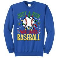 Just A Who Loves Baseball Christmas Lights Snowflakes Gift Tall Sweatshirt