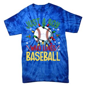 Just A Who Loves Baseball Christmas Lights Snowflakes Gift Tie-Dye T-Shirt