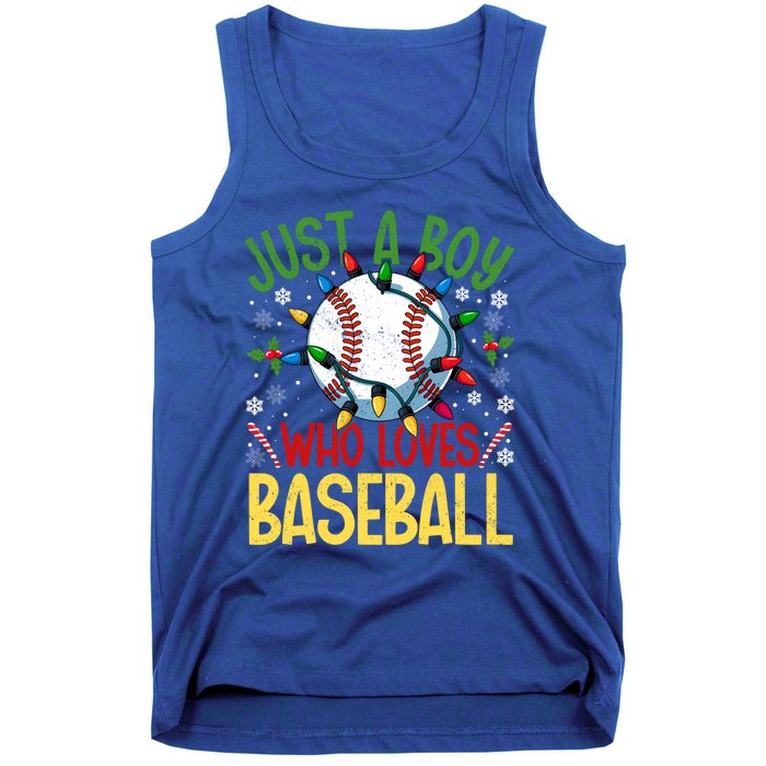 Just A Who Loves Baseball Christmas Lights Snowflakes Gift Tank Top