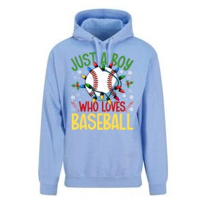 Just A Who Loves Baseball Christmas Lights Snowflakes Gift Unisex Surf Hoodie