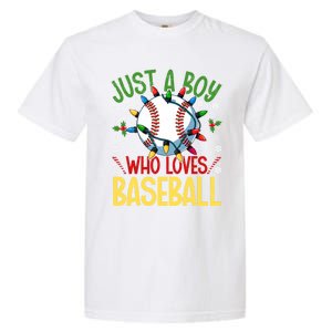 Just A Who Loves Baseball Christmas Lights Snowflakes Gift Garment-Dyed Heavyweight T-Shirt